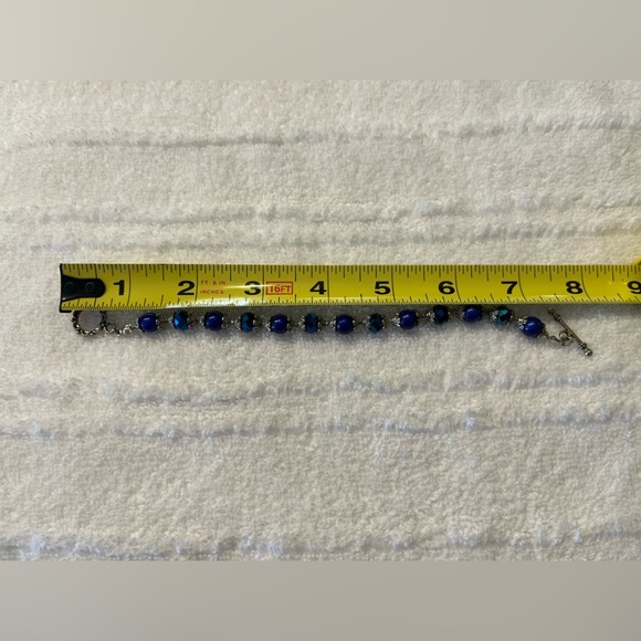 Blue stone bracelet. Toggle clasp. Vibrant - Picture 2 of 6